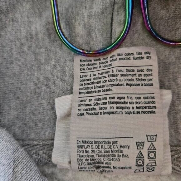 Champion Hoodie Mens S Grey Reverse Weave Kanga Pocket LS AOP Y2K Preppy Casual - Picture 10 of 12